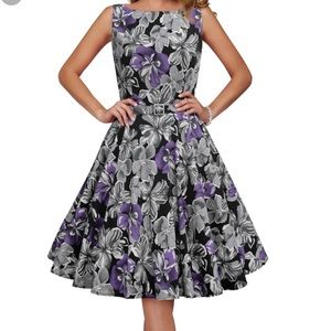 EUC Medium Boflyyang Purple Flower 60’s Dress